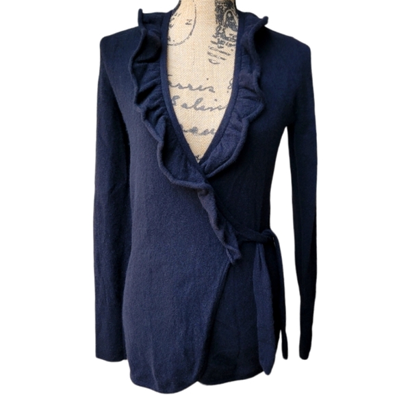 Lilly Pulitzer Sweaters - Lilly Pulitzer 100% Cashmere Wrap Ruffle Cardigan Sweater Women Size S